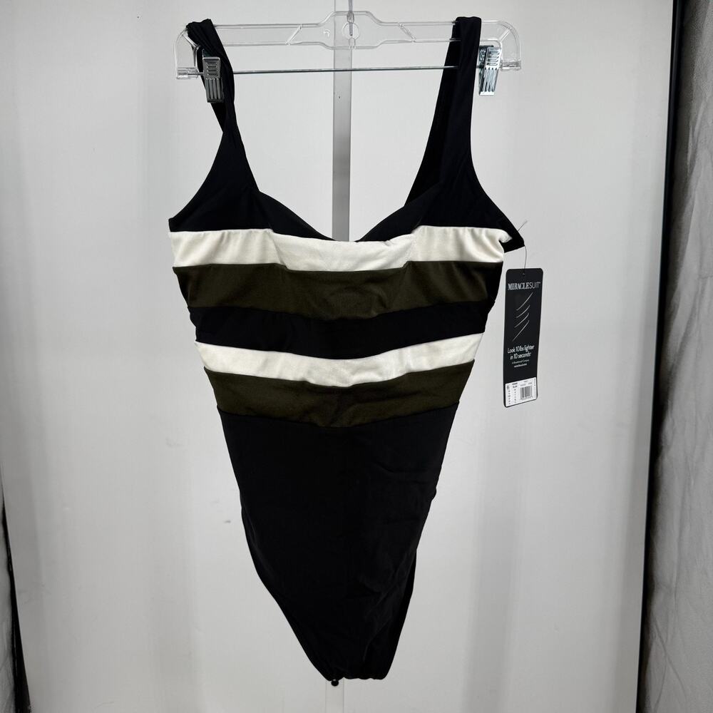 Miraclesuit Spectra Trinity One Piece Swimsuit Womens 16 Black Tummy Control NWT
